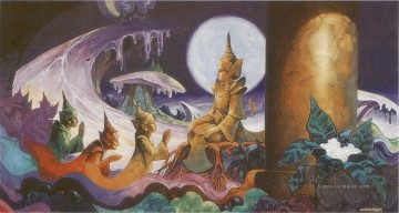  werden Maler - Die Devas, die den Bodhisatta a santussita deva im Tulita Himmel anflehen, um auf Erden Buddhismus wiedergeboren zu werden